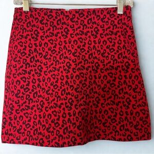 Red Leopard Print Skirt